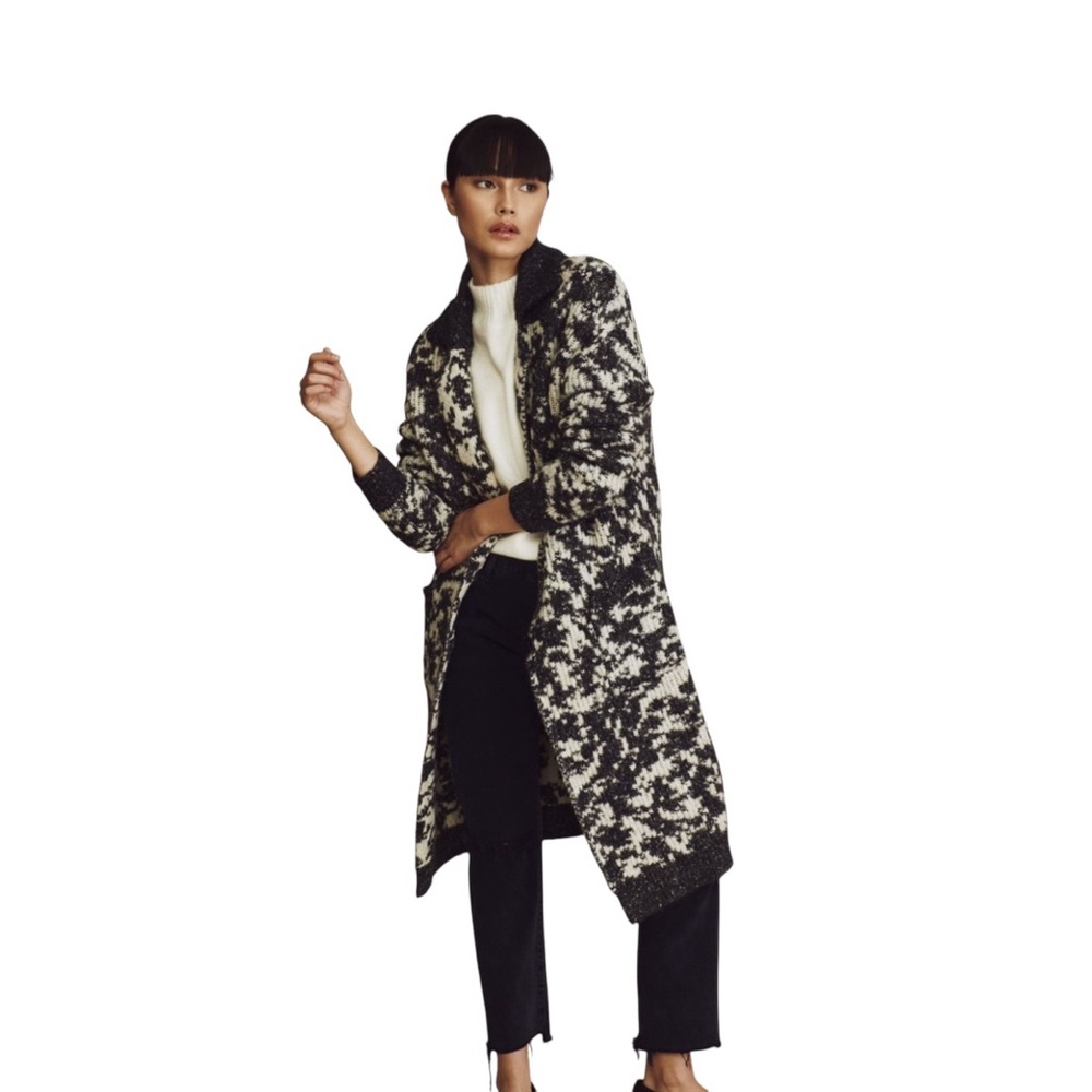 John + Jenn‎ Enzo Black and White Knit Longline Sweater